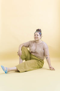 Mid Easy Pant in Chartreuse Linen (RTS)