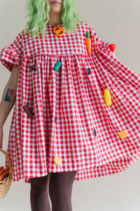 Red Gingham Mini Mushroom Dress
