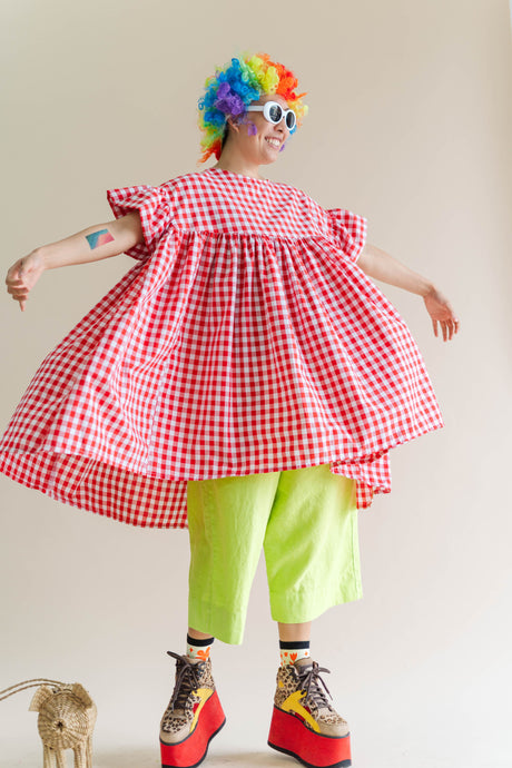 Red Gingham Mini Mushroom Dress