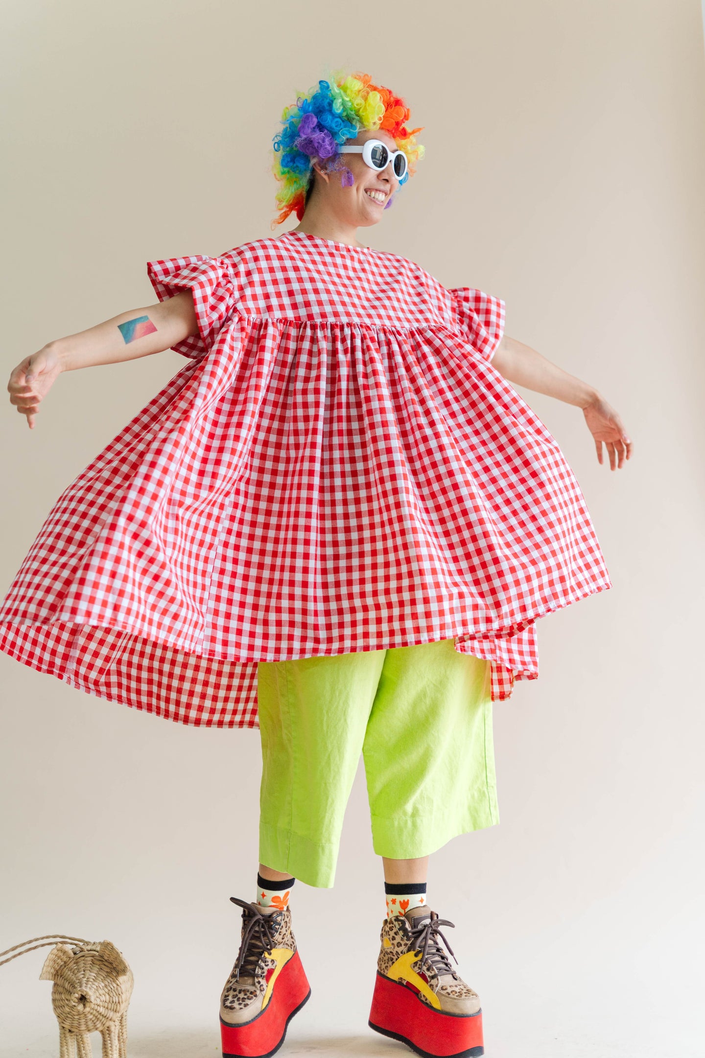 Red Gingham Mini Mushroom Dress