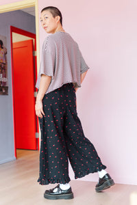 Ruffle Pants in Black Cherry Cotton (RTS)