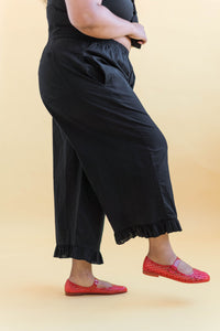 Ruffle Pants in Black Linen (RTS)