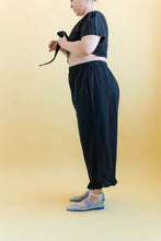 Ruffle Pants in Black Linen (RTS)