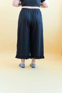 Ruffle Pants in Black Linen (RTS)