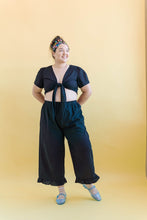 Ruffle Pants in Black Linen (RTS)