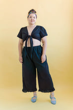 Ruffle Pants in Black Linen (RTS)