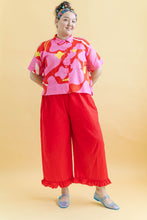 Ruffle Pants in Cherry Linen (RTS)