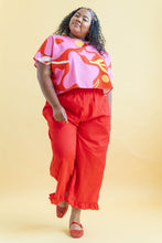Ruffle Pants in Cherry Linen (RTS)