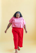 Ruffle Pants in Cherry Linen (RTS)
