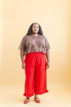 Ruffle Pants in Cherry Linen (RTS)