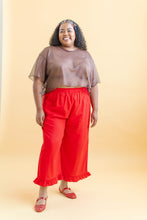 Ruffle Pants in Cherry Linen (RTS)