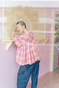 Mushroom Top in Starburst Plaid (RTS)