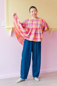 Mushroom Top in Starburst Plaid (RTS)