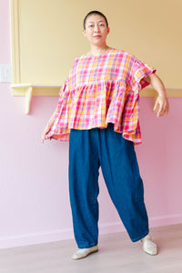 Mushroom Top in Starburst Plaid (RTS)