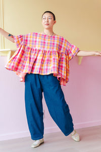 Mushroom Top in Starburst Plaid (RTS)