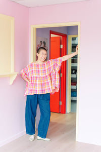 Mushroom Top in Starburst Plaid (RTS)