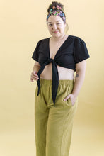 Tied Top in Black Linen (RTS)