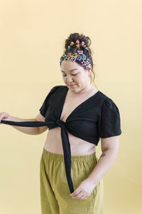 Tied Top in Black Linen (RTS)
