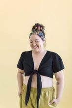 Tied Top in Black Linen (RTS)