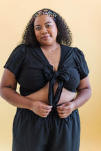 Tied Top in Black Linen (RTS)