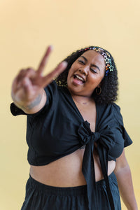 Tied Top in Black Linen (RTS)