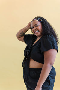 Tied Top in Black Linen (RTS)