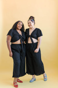 Tied Top in Black Linen (RTS)
