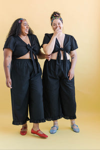 Tied Top in Black Linen (RTS)