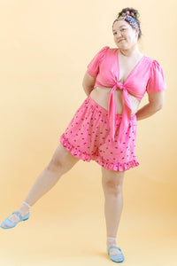 Tied Top in Bubblegum Linen (RTS)