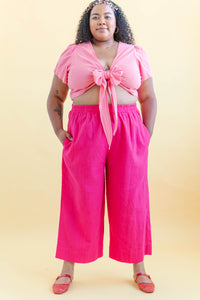 Tied Top in Bubblegum Linen (RTS)
