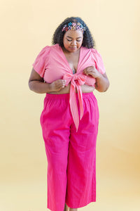 Tied Top in Bubblegum Linen (RTS)