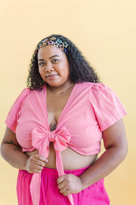 Tied Top in Bubblegum Linen (RTS)
