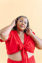 Tied Top in Cherry Linen (RTS)