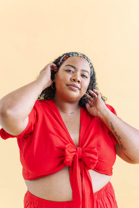 Tied Top in Cherry Linen (RTS)