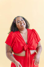 Tied Top in Cherry Linen (RTS)