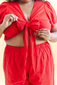 Tied Top in Cherry Linen (RTS)