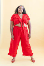 Tied Top in Cherry Linen (RTS)