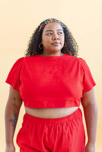 Tied Top in Cherry Linen (RTS)