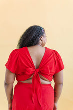 Tied Top in Cherry Linen (RTS)