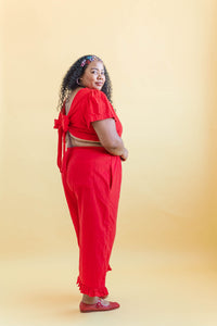 Tied Top in Cherry Linen (RTS)