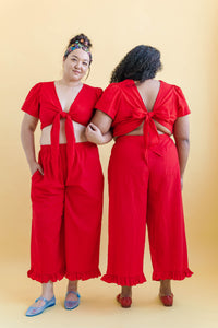 Tied Top in Cherry Linen (RTS)