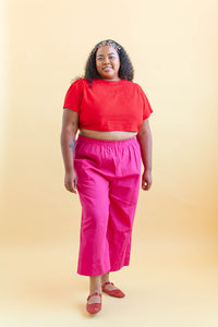 Tied Top in Cherry Linen (RTS)