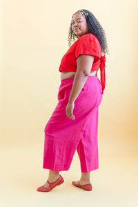 Tied Top in Cherry Linen (RTS)