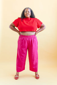 Tied Top in Cherry Linen (RTS)