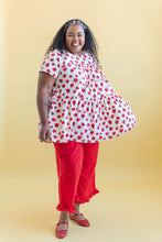 Tiered Mini Dress in Strawberry Cotton Poplin (RTS)