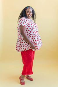 Tiered Mini Dress in Strawberry Cotton Poplin (RTS)