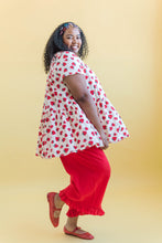Tiered Mini Dress in Strawberry Cotton Poplin (RTS)