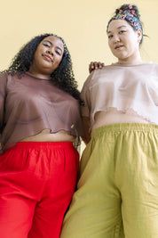 ESPRESSO MESH BOXY CROP TOP
