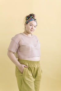 Boxy Crop Top in Vanilla Mesh (RTS)
