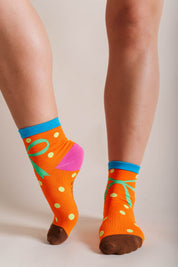 ORANGE BOW DOT SOCKS